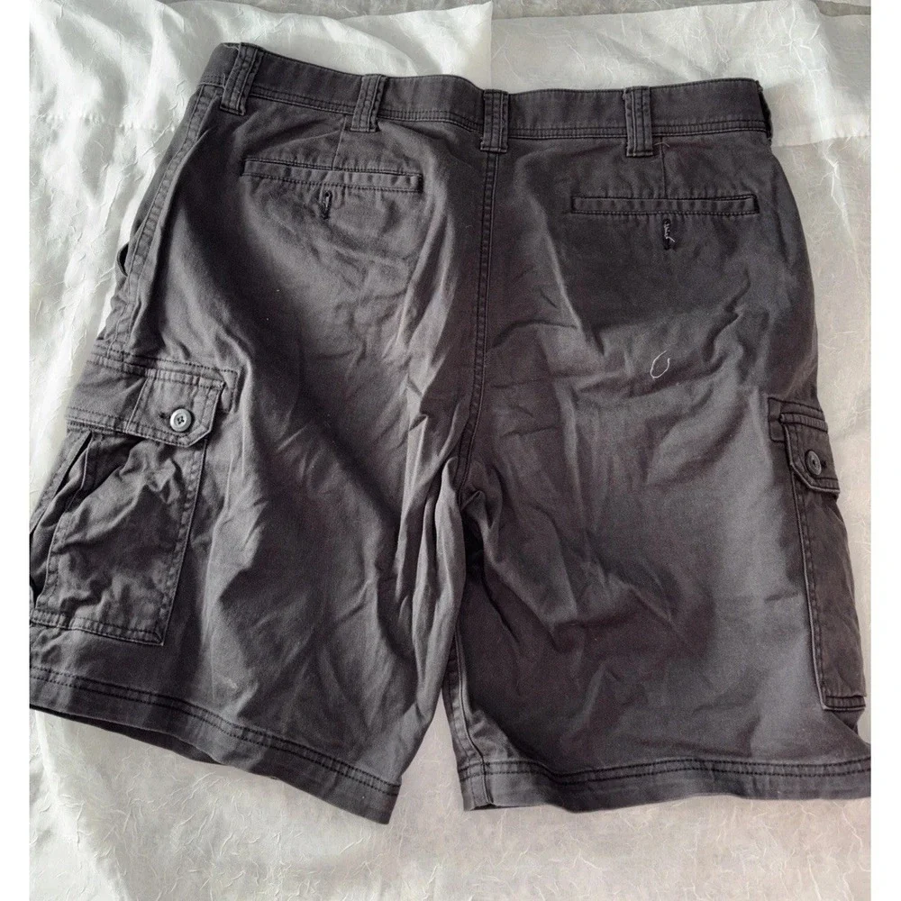 St. John's Bay Cargo Shorts Mens 36 Dark Gray Comfort Stretch Cotton Blend